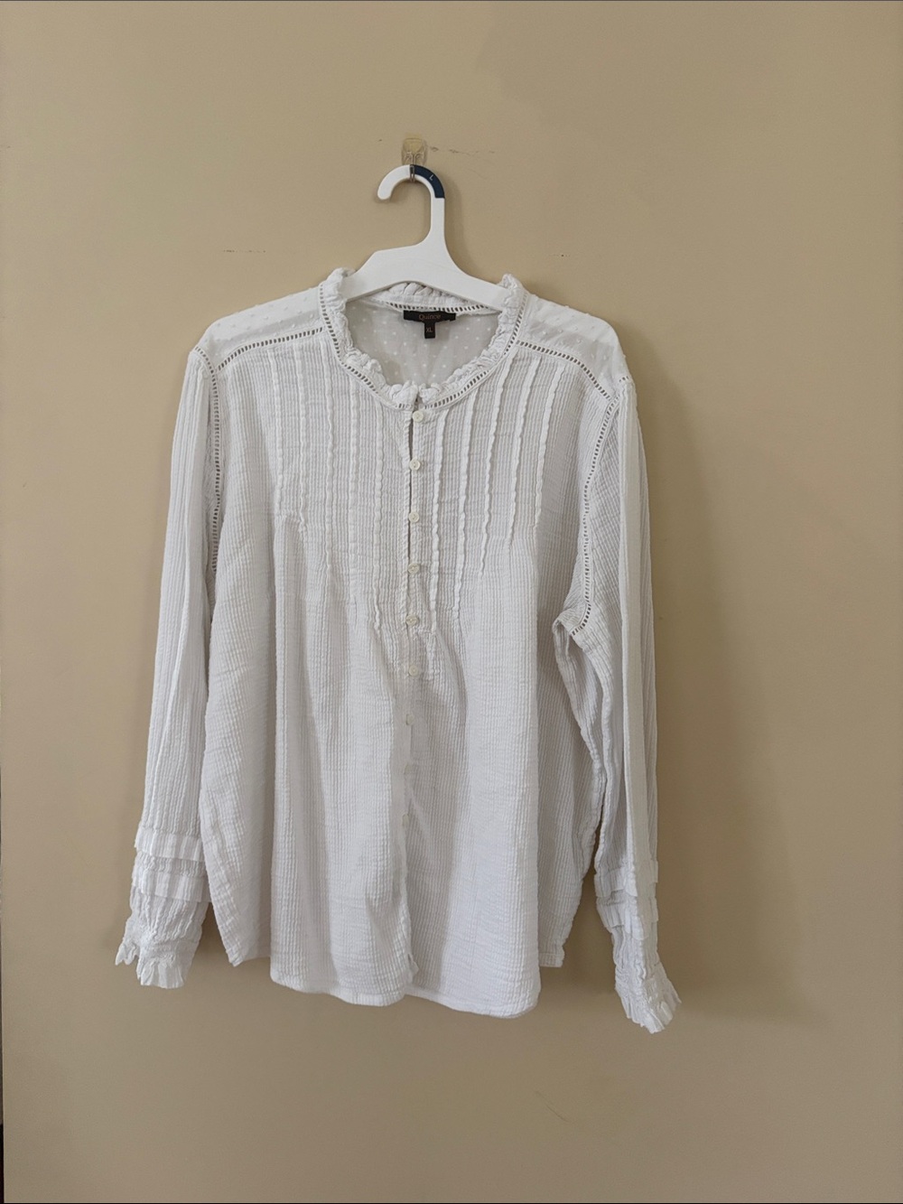 Quince White Textured Long-Sleeve Button-Down Shirt